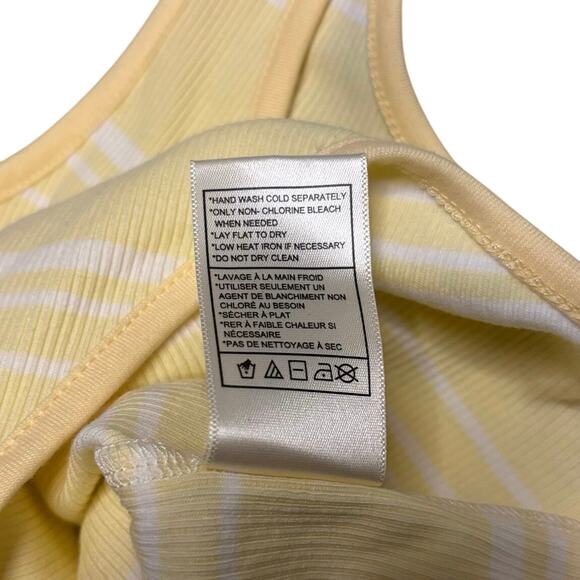 Steve Madden Ribbed Stripe Bodysuit Vanilla Yellow Knit Tank Top Medium NWT - Picture 9 of 9